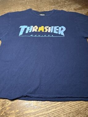 Thrasher Navy Multi-Color Graphic Tee